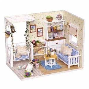 Architettura/Casa fai da te Mobili per casa delle bambole Fai da te Miniatura Copertura antipolvere 3D Miniature in legno Casa delle bambole Giocattoli Gatto Bambini Regali di compleanno Diario del gattino