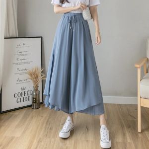 Capris Elastische Taille Chiffon Breite Hosen Frauen Sommer Mode Casual Beliebte Frau Baggy Hosen Weibliche Dropshipping Billig Großhandel