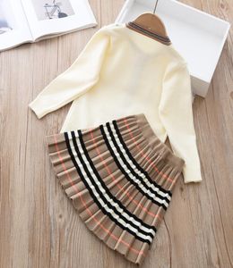 Autunno New Arrival Girls Fashion Knitted 2 Piece Set Sighion Coatskirt Girls Boutique Outfits Baby Girl Inverno vestiti X0923 493909629