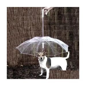 Hundehalsbänder, Leinen, Großhandel, transparenter PE-Haustier-Regenschirm, kleine Hunde, Regenausrüstung mit Leinen, hält Haustiere trocken, bequem, Drop-Lieferung, Dhigc