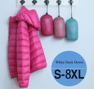 Parkas 8xl بالإضافة إلى حجم 90 ٪ بطة بيضاء أسفل سترة الخريف الخريف الشتاء معطف دافئ سيدة بطة Ultralight أسفل سترة أنثى الباركا مقاومة للرياح