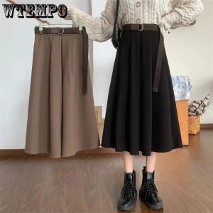 Vestidos Saiam mulheres por atacado Aline Skirt Salia Primavera Verão Cantura Alta Saia plissada Feminina cor sólida saia de comprimento médio com faixas