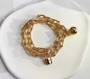 Fashion brand style ball lock U-shaped Bracelet double layer D1IP