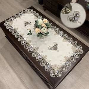 Table Cloth Rectangular Tea Mat N Western Tablecloth Chinese Pure Color Lace Desk Cover Small Round
