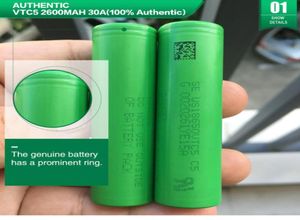 Original 18650 Batteri Sony VTC5 2600MAH 30A Batteri Högt dränering Litiumuppladdningsbara batterier VS VTC4 VTC6 FedEx 1073900