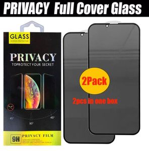 2 pacchi Privacy Antipeeping antispy protezione in vetro temperato per iPhone 14 13 12 mini Pro max 11 XR XS 6 7 8 Plus Schermo Vendita al dettaglio B8886875