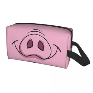 Kosmetiktaschen Benutzerdefinierte Happy Pig Reisetasche Frauen Cartoon Tier Schnauze Toilettenartikel Make-up Organizer Damen Schönheit Lagerung Dopp Kit