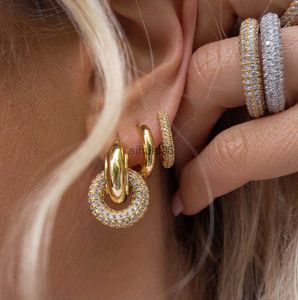 Stud 2024 Stud CZ Zircon Round Huggie Hoop Earrings Women Geometric Shape Ear Hoops Rostfria smycken 240306