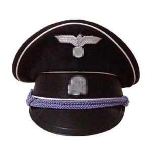 Cappello di lana da ufficiale tedesco di fanteria d'élite dell'esercito della Seconda Guerra Mondiale Berretto con visiera Cavo argento Campo243w