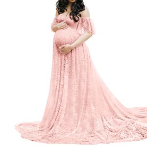 Dresses Women's Lace Maternity Trailing Short Sleeved Long Dress Photography Flying Sleeve Dress Maternity Dresses Photoshoot Vestido