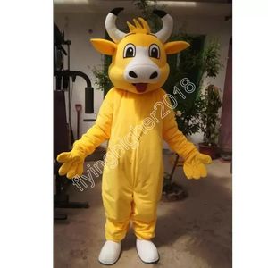 Profissional personalizado vaca amarela mascote traje carnaval festa palco desempenho vestido extravagante para homens feminino traje de halloween