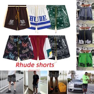 شورت شورت Rhude Mens Shars Summer Summer Fashion Sports Shorts Mens Mens Beach Shorts عالية الجودة شارع الهيب هوب على غرار Style Style Shorts US Size S-XL