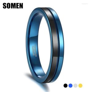 Bröllopsringar somen l 4mm blå amp svart färg volframring för män band kvinnliga engagemang kvinnor smycken bague femmeweddingwe2547581