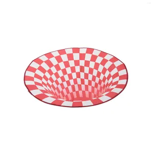 Mattor El Floor Cushion Washable Water Absorption Optical Illusions Mats Anti Slip Bedroom Home Decor Checkered Round Area Rug