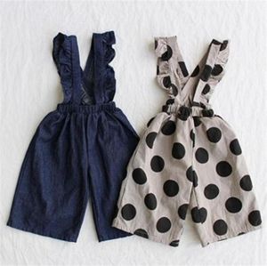 Pudcoco Vestiti per bambina per bambini Salopette in denim per bambini Bavaglino Pantalone con volant a pois Gamba larga Tuta One Piece Abbigliamento 6M5Y180r9512927