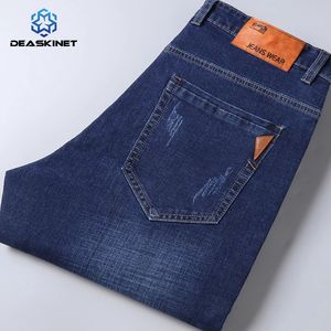 Mens Autumn Large Size Business Casual Jeans Spring Fashion Lous Stretch Straight Pants High Quality Brand Jeans Byxor Män 240226