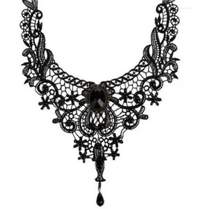 Choker Black Lace Necklace For Women Gothic Victorian Crystal Tassel Sexy Necklaces Steampunk Dark Jewelry Gifts