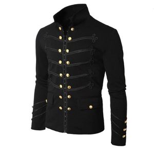 Steampunk Men Gothic Clothing Military Jackets Medieval Vintage Jacket Stand Collar Rock Frock Coat Mens Retro Punk Coat 240304