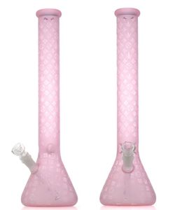 Vintage premium ren glas bong vatten vattenpipa lila rosa frost sandblästnad 14 tum 18 tum höjd original glasfabrik tillverkad kan sätta kundlogotyp av dhl ups cne