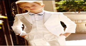 Костюмы для мальчиков цвета слоновой кости с лацканами на заказ, три предмета, куртка, брюки, жилет, свадебные костюмы для маленьких мальчиков, одежда для выпускного вечера 8167886
