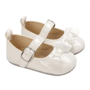 Primeiros caminhantes bebê meninas mary jane flats bowknot princesa sapatos de couro antiderrapante sola macia andando
