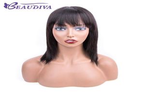 Perucas de cabelo humano liso, cor natural, com franja, cabelo virgem brasileiro, para mulheres, beau diva4979965