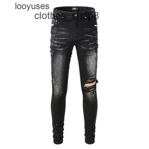 Джинсовые джинсы Amirs Amires High Street Brand Black Perforated Splash Jeans Mens S DLC0