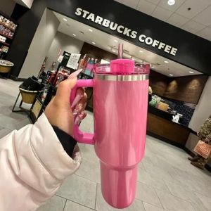 Winter Pink Shimmery Co-Brended Target Red 40oz Quencher Tumblers Cosmo Parada Flamingo Gift Cups 2nd Car Sparkle Mugs 0305