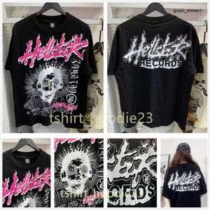 maglietta hellstar magliette firmate camicia stella infernale abbigliamento vestiti pantaloni a vita bassa tessuto lavato Graffiti di strada Lettering stampa lamina Vintage Nero Vestibilità ampia lpm