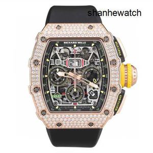 Wristwatch Fancy Watch RM Wrist Watch RM11-03 Original Diamond Set Chain Chronograph 18K Rose Gold Diamond Set