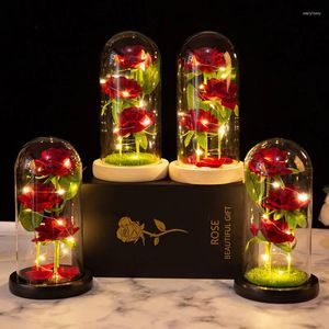 Luci notturne Galaxy Rose Fiori artificiali Decorazioni per matrimoni San Valentino Regalo per la mamma Decorazione per la casa Fiore finto