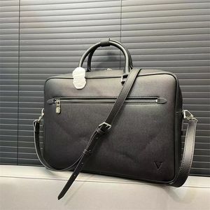 Genuine Leather Designer Briefcase Men Women Laptop Bag Business Handbag Solid Color Letters Brand Briefcases Computer Bags