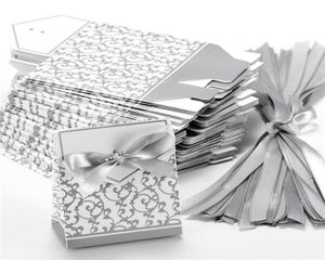 Ribbon Wedding Candy Paper Box Creative Golden Silver Ribbon Wedding Favours Party Gift Candy Paper Box 10 Pcs Boxes Candies Favou4860773