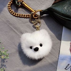 لطيف حقيقي حقيقية فرو الكلب جرو لعبة pompom bag bag bag bag keychain keychain kids toy gift171l