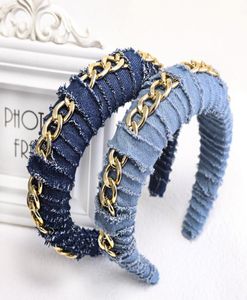 Ladies Denim Headband Fashion Chain Design Hair Accessories Sponge Material Headband Outdoor Party Ladies Hair Band1617901