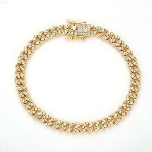 Bling Ice Out 925 Sterling Silver Zirconia Gold Plated Miami Cuban Link Chain Bracelet