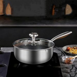 Verdickter Milchtopf 316 Edelstahl Waben-Antihaft-Kochen und Braten Haushalt Multifunktionaler Lebensmitteltopf Kleiner Topf y240304