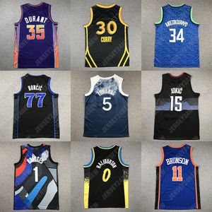 Homens costurados Jersey 30 Curry Stephen Basquete Jerseys Anthony Edwards 35 Kevin Durant Jokic 1 Mikal Bridges Giannis 34 Antetokounmpo S-XXL