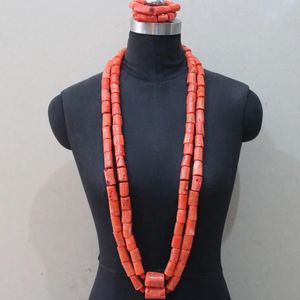 Dudo 13-20mm 40 Inches Men Jewelry Set Original Coral Beads Bridal Jewelry Set For African