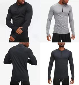 Designer tshirt lu t shirts men sport mesh gym running legging align leggings long sleeve quick dry breathable pullover zipper zip4927725