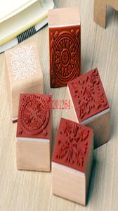 600 pzlotto 2015 Nuovo 4x4 CM serie pizzo dolce legno timbro rotondo forma quadrata timbro regalo9650401