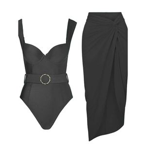 S - XL Sexy Belt with Skirt Underwired High Leg Cut Women Swimwear One Piece Swimsuit Female Bather Bathing Suit Swim K5170