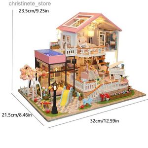 Arkitektur/DIY House Doll House Miniature Doll Diy Assembly Building Model Villa Kit Produktion Small Room Girl Toys Home Bedroom Decoration With Fu