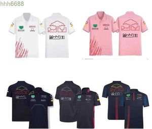 B0pw Polos masculinos F1 Fórmula 1 Camisa polo de corrida de verão de manga curta com o mesmo personalizável