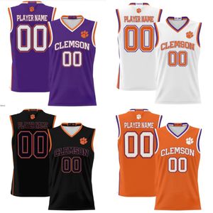 Özel NCAA Clemson Tigers College Basketbol Formaları Dillon Hunter Matt Kelly Andrew Latiff Bas Leyte Daniel Nauseef Ian Schieffelin Asa Thomas Chauncey Wiggins