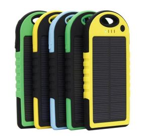 Solar Power Bank 5000mAh Charger LED Falllampe Camping Lamp Dubbel USB Batteripanel Vattentät bärbar laddning för COL PH8110467