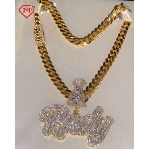 Benutzerdefinierter Hip Hop Schmuck Initiale Name Vvs d Moissanit Diamant Anhänger 925 Sterling Silber Iced Out Moissanit Anhänger