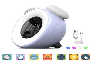 Creative MushroomShaped Smart Gesture Sensing LED Touch Time Alarm Clock Night Light White Blue Green Pink6515265