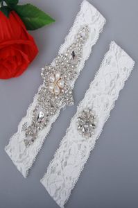 2 Pieces set Bridal Garters for Bride Lace Wedding Garters Sexy Real Picture Pearls Glass Crystals stones Handmade Cheap Wedding L9371454