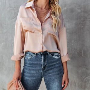 Shirt Chiffon Casual Ladies Blouse European Style Abbassa le camicie da donna del colletto 2022 Nuove cime femminili a primavera singola primavera